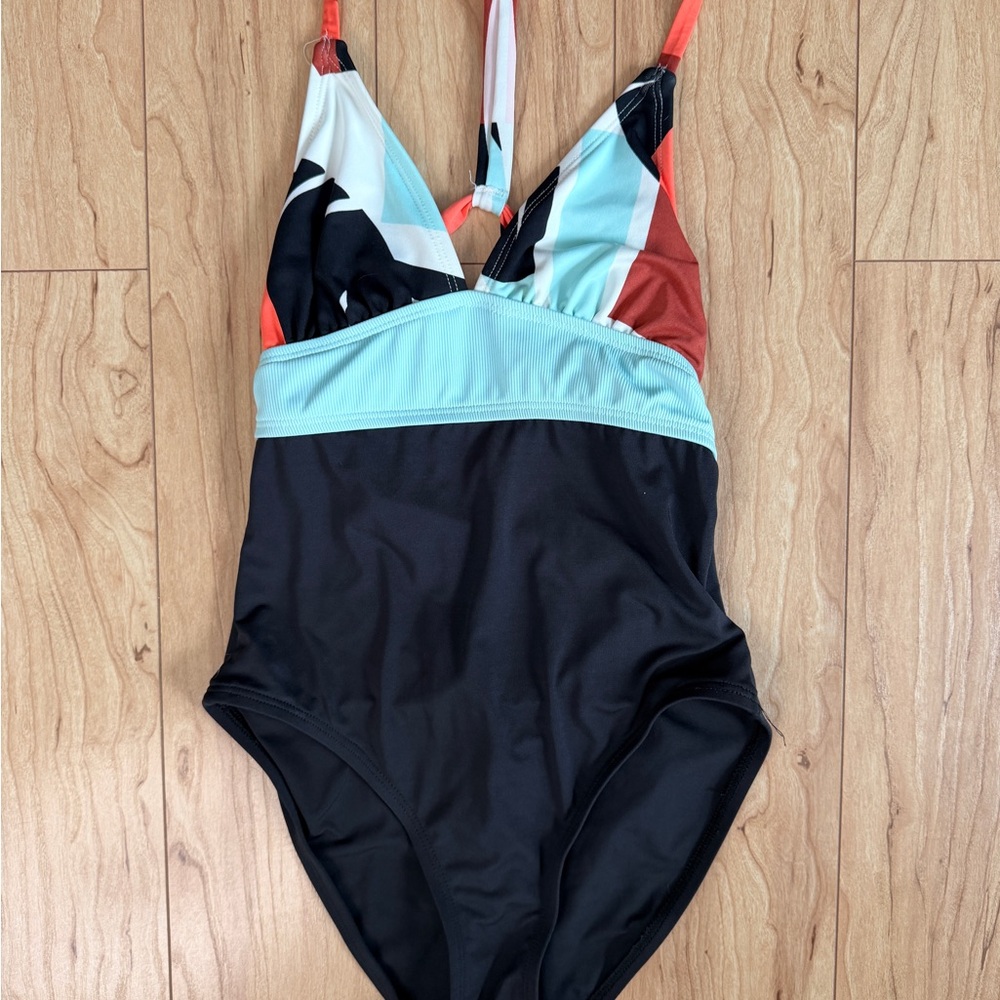 Carve Designs Black and Light Blue One-Piece Swimsuit
